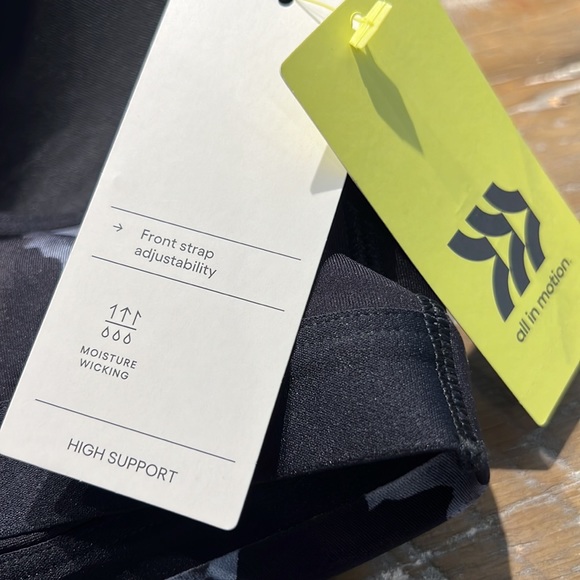 All In Motion 38C Large High Support Zip Front Athletic Bra Black Moisture Wick - Picture 7 of 8